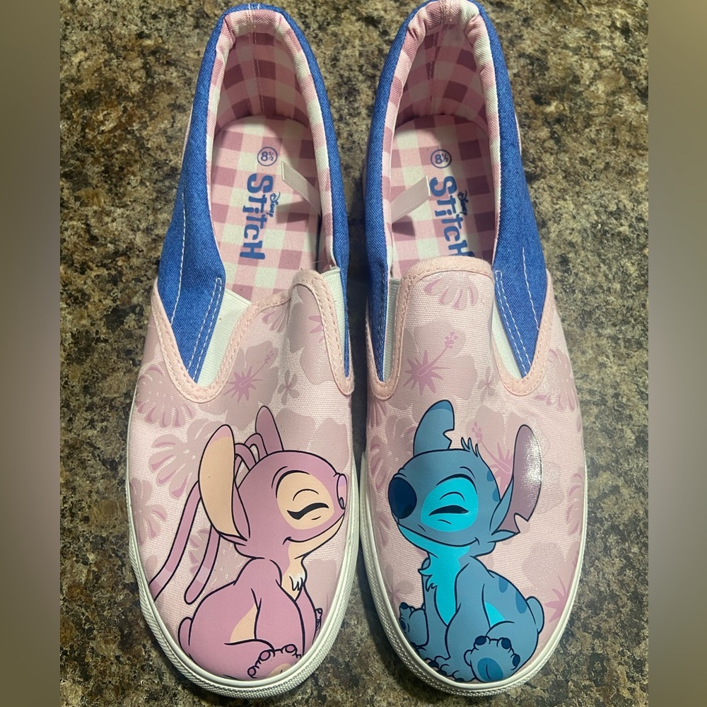 Disney Pink and Blue Slip-On Cartoon Sneakers